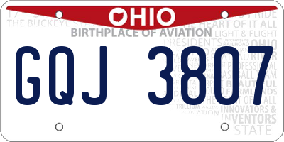 OH license plate GQJ3807