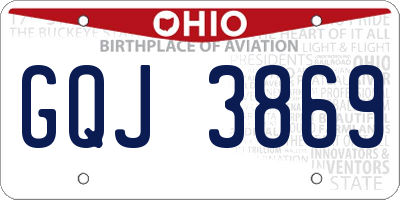 OH license plate GQJ3869