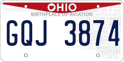 OH license plate GQJ3874