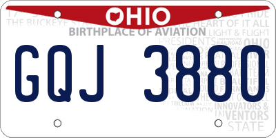 OH license plate GQJ3880
