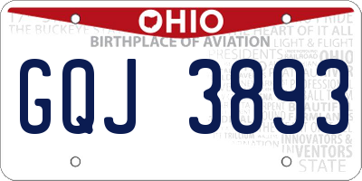 OH license plate GQJ3893