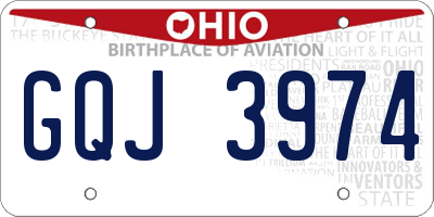 OH license plate GQJ3974