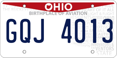 OH license plate GQJ4013