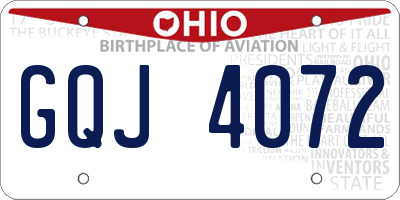 OH license plate GQJ4072