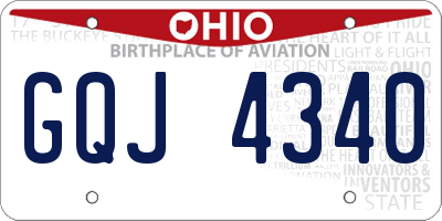 OH license plate GQJ4340