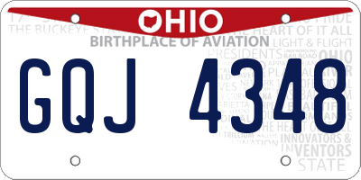 OH license plate GQJ4348