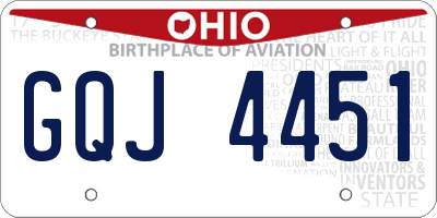 OH license plate GQJ4451