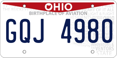 OH license plate GQJ4980