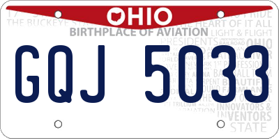 OH license plate GQJ5033