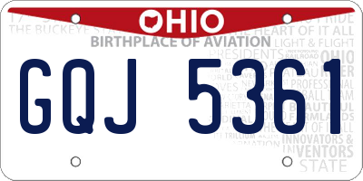 OH license plate GQJ5361