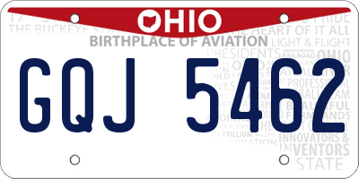 OH license plate GQJ5462