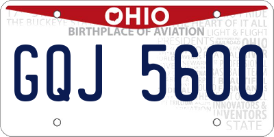 OH license plate GQJ5600