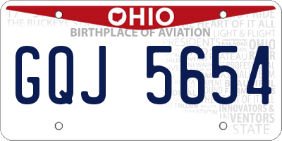 OH license plate GQJ5654