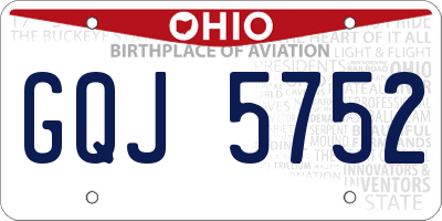 OH license plate GQJ5752