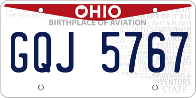 OH license plate GQJ5767
