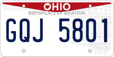 OH license plate GQJ5801