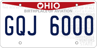 OH license plate GQJ6000