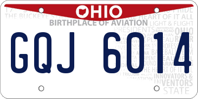 OH license plate GQJ6014