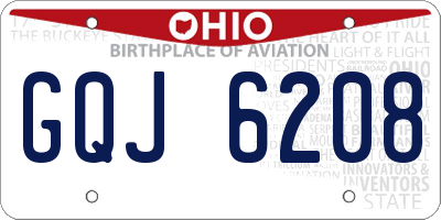 OH license plate GQJ6208
