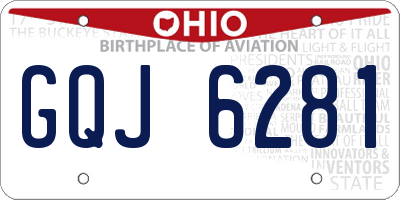 OH license plate GQJ6281