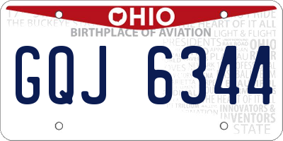 OH license plate GQJ6344