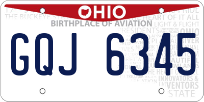 OH license plate GQJ6345