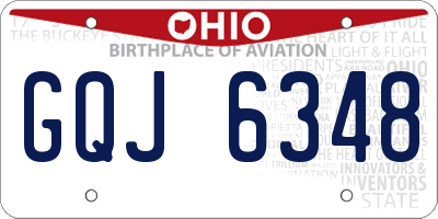 OH license plate GQJ6348
