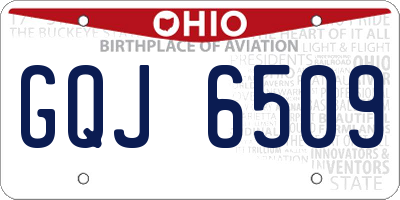 OH license plate GQJ6509