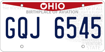 OH license plate GQJ6545