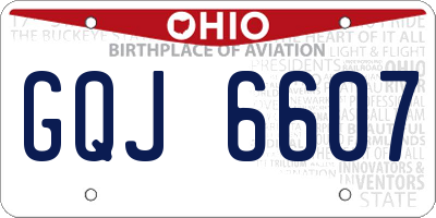 OH license plate GQJ6607