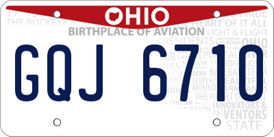 OH license plate GQJ6710