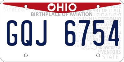 OH license plate GQJ6754