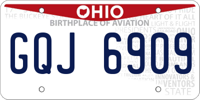 OH license plate GQJ6909