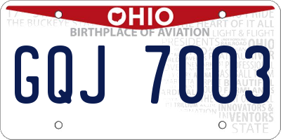 OH license plate GQJ7003