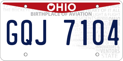 OH license plate GQJ7104