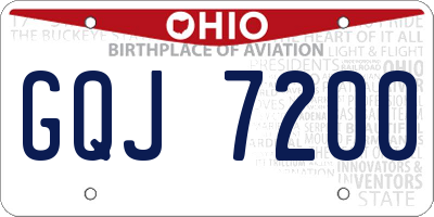 OH license plate GQJ7200