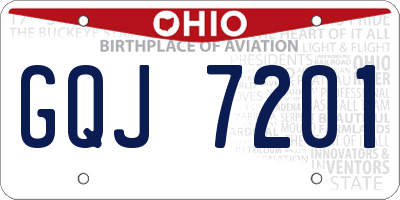 OH license plate GQJ7201