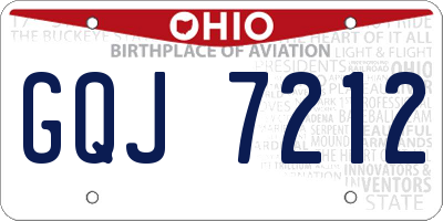 OH license plate GQJ7212
