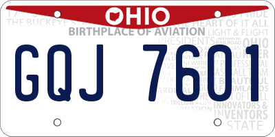 OH license plate GQJ7601