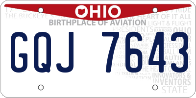OH license plate GQJ7643