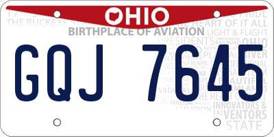 OH license plate GQJ7645