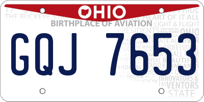 OH license plate GQJ7653