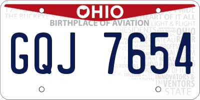 OH license plate GQJ7654