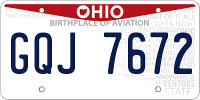 OH license plate GQJ7672