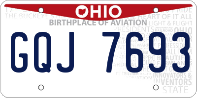 OH license plate GQJ7693