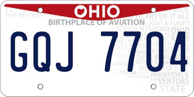 OH license plate GQJ7704