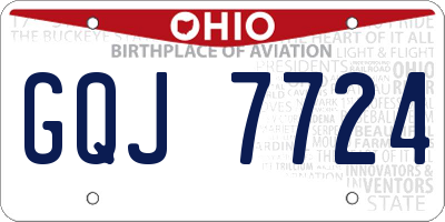 OH license plate GQJ7724