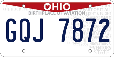 OH license plate GQJ7872