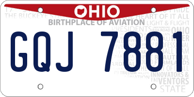 OH license plate GQJ7881