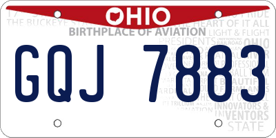 OH license plate GQJ7883